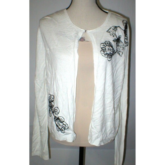 New NWT $395 Womens Max Mara Marina Rinaldi Cardigan Sweater M White Black Italy - Picture 1 of 12